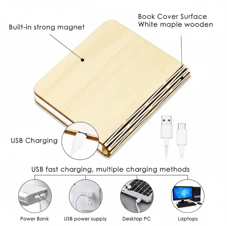 Foldable Wooden Book Lamp
