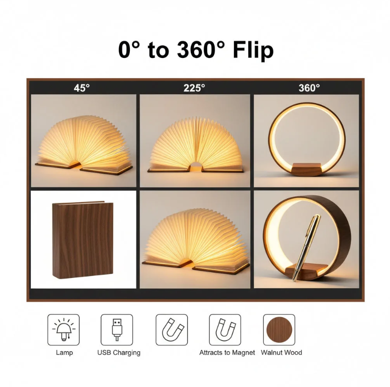 Foldable Wooden Book Lamp